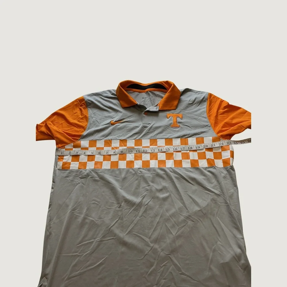 Nike Tennessee Volunteers Dri-FIT Polo Shirt Mens Large Grey Orange Checkerboard
